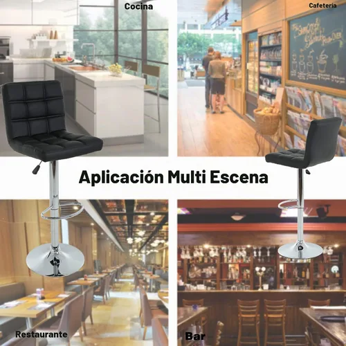 Vista 4 de BestOffice Taburete de bar moderno, juego de 2 taburetes de bar de altura ajustable de altura de mostrador, taburete giratorio de cuero PU, sillas
