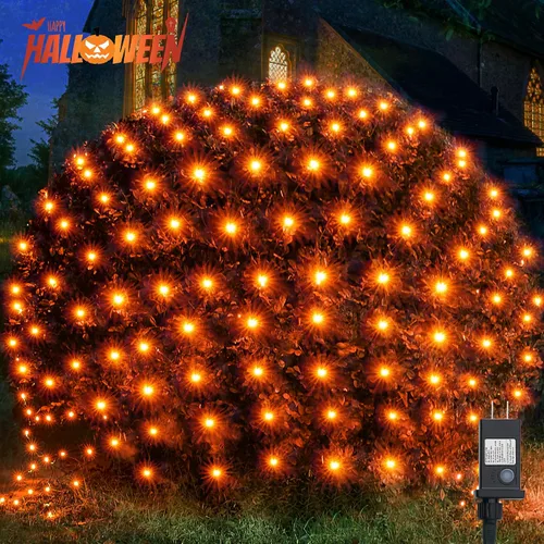 Vista 10 de WBao - Luces de Navidad, 200 LED de red de 8.4 x 5.2 pies, luz de malla para exteriores con 8 modos, temporizador, certificado UL, conectables