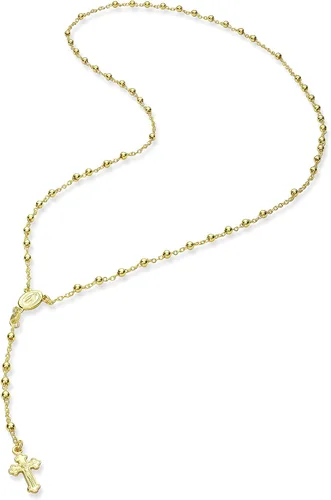 Vista 6 de PORI JEWELERS Collar con rosario de plata de ley 925 de 0.118 in, disponible en color plateado o amarillo, tamaños de 16 a 30 pulgadas