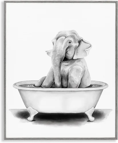 Vista 39 de Lindo conejo bebé en toallas de baño burbujas de jabón' Arte Giclée enmarcado
