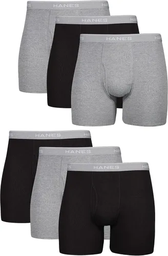 Vista 11 de Hanes Men's Underwear Boxer Briefs Pack, Cool & Breathable Cotton Moisture-wicking Underwear for Men, No Ride Up Rayas Azules - Paquete de 6