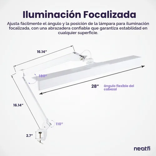 Vista 7 de Neatfi Lámpara de escritorio ultra LED de 3,000 lúmenes con abrazadera, luz de monitor regulable de 30 W, 5 niveles de brillo y 5 modos de luz Blanco