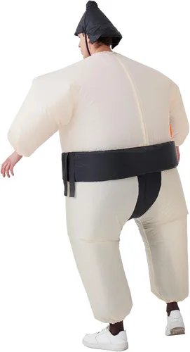 Vista 6 de Inflatable Sumo Costume for Adult, Blow Up Wrestling Suit Halloween Negro