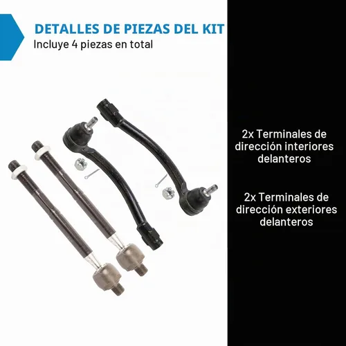 Vista 2 de TRQ Juego de varillas de acoplamiento delanteras interiores y exteriores, 4 piezas, compatible con Kia Soul 2014-2019 15-19 Soul EV