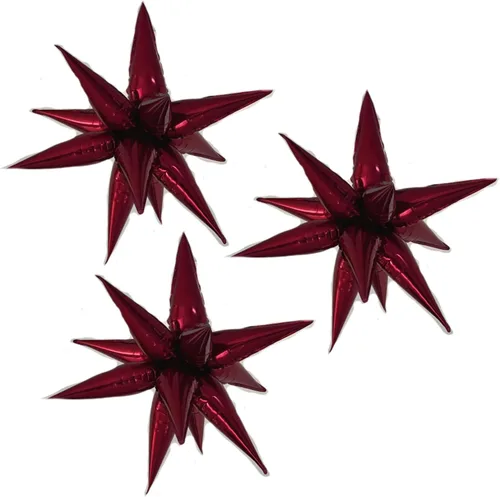 Vista 24 de 3 globos de aluminio con forma de estrella de explosión 3D de 26 pulgadas, globos de aluminio negro con forma de cono de estrella para cumpleaños