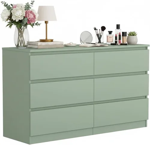 Vista 16 de Cómoda negra para dormitorio, cómoda moderna de 6 cajones con cajón profundo, cómoda ancha, muebles organizadores de almacenamiento para dormitorio