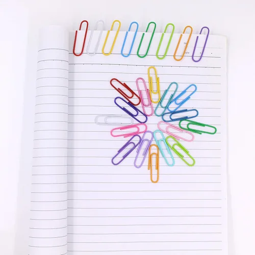 Vista 3 de 100 clips de papel con caja de plástico de clips de papel para papelería de oficina 1.299 in multicolor II