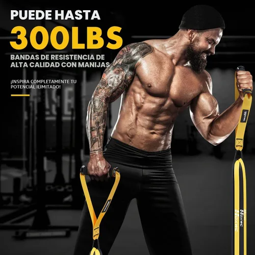 Vista 2 de Bandas de resistencia, banda de resistencia resistente con anclaje de puerta, asas, bandas de ejercicio para entrenar hombres y mujeres, ideal