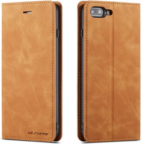 Vista 13 de QLTYPRI Funda para iPhone 6 Plus/6S Plus, cubierta de piel PU con tarjetero, funda tipo billetera con solapa magnética y a prueba de golpes - Vino
