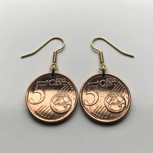 Vista 6 de Spain España 5 Euro Cent coin earrings Santiago de Compostela cathedral apostle Way of Saint James the Great church Iglesia Jesus Madrid Cadiz