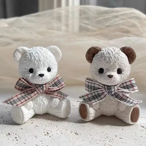 Vista 4 de 2 moldes de resina de silicona de oso – Moldes de vela de resina de oso 3D y jabón para fundición de resina epoxi de animales lindos, fondant