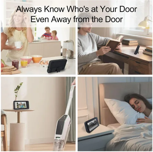 Vista 9 de TKMARS Timbre de puerta inalámbrico sin suscripción, timbre de video, intercomunicador en tiempo real, pantalla de 4.5 pulgadas, ángulo de visión