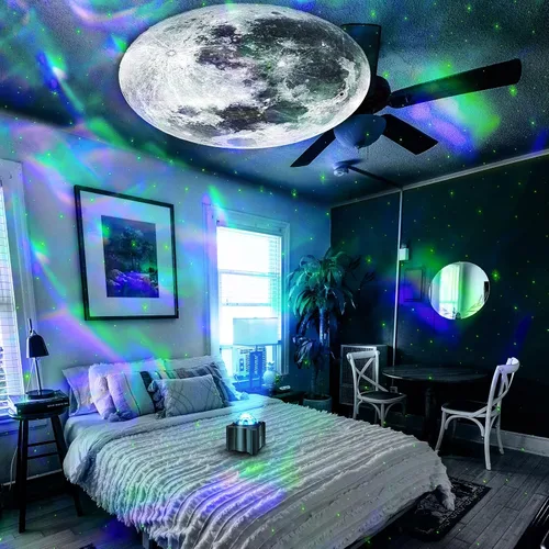 Vista 4 de Proyector de estrellas, espacio 15 en 1, luz nocturna con control remoto, proyector de galaxia con altavoz Bluetooth, luz de luna