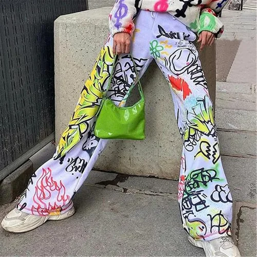 Vista 2 de Pantalones holgados de hip hop para mujer pantalones deportivos de los años 90 con cordón holgados pantalones deportivos de calle