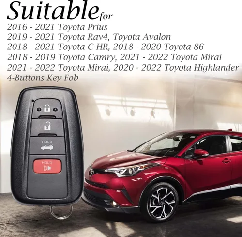 Vista 5 de Vitodeco Funda de cuero genuino para llavero inteligente compatible con Toyota Rav4, Camry, Prius, Highlander, CH-R, Avalon, Toyota 86, Mirai