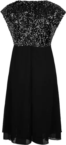 Vista 5 de XUNRYAN Vestido de lentejuelas brillantes para mujer, talla grande, de gasa, sin mangas, vestido formal de cóctel, noche, fiesta, baile