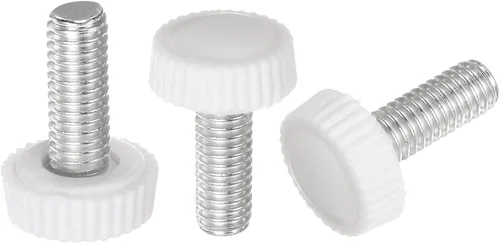 Vista 21 de uxcell 20 pomos moleteados de rosca métrica macho M4 x 0.236 in, pomos de sujeción de tornillo de pulgar, mango de plástico con perno roscado