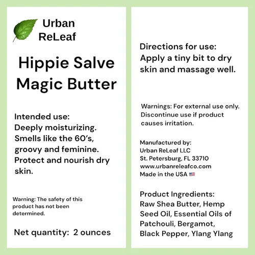Vista 5 de Urban ReLeaf Mantequilla mágica Hippie Salve. Groovy Botanicals, manteca de karité y 100% natural, pachulí, ylang, bergamota, rica en vitaminas