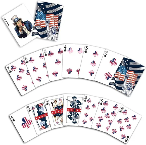 Vista 3 de Military Gift Shop Cartas de jugar con bandera estadounidense azul - Gráficos patrióticos - Calidad premium - Regalos para veteranos para hombres