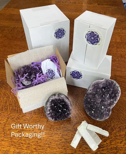 Vista 3 de Geoda Extreme Rocks & Fossils de amatistas de calidad superior Deep Purple Amethyst Cluster, Each Piece is Unique & Natural, Real Raw Healing