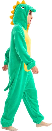 Vista 5 de Mameluco unisex de dinosaurio para adultos, disfraz de animal para Halloween, disfraz de una pieza para cosplay, fiesta de maquillaje, para mujeres