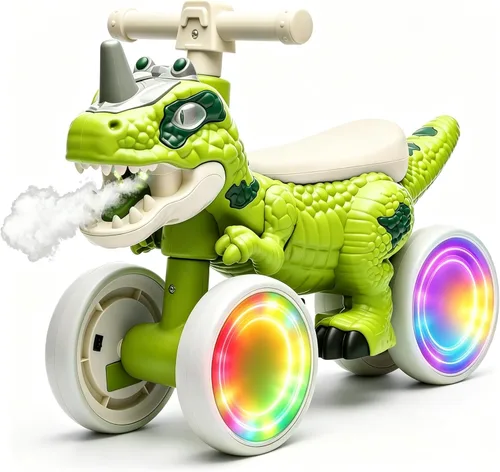 Vista 9 de Bicicleta de equilibrio de dinosaurio para niños pequeños, juguete Azul