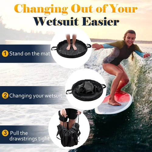 Vista 2 de Wetsuit Change Mat, Portable Large Beach Dry Bag Waterproof Changing Mats with Shoulder and Handle Strap for Surfing