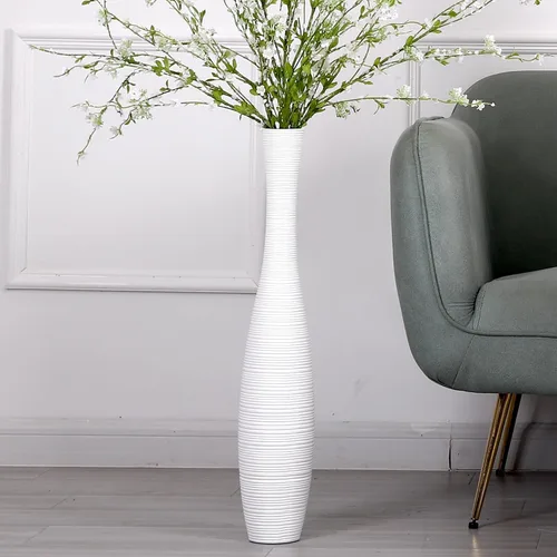 Vista 12 de Leewadee Florero decorativo alto para decoración de sala de estar, 20 ″, negro, resina