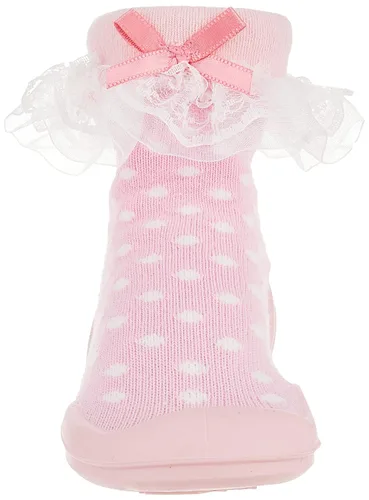 Vista 2 de Nuby Snekz - Zapatos cómodos de suela de goma para primeros pasos, lunares rosados, talla S, 7-14 meses