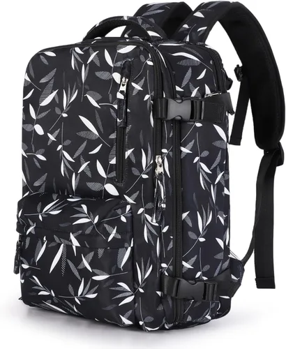 Vista 22 de WONHOX - Mochila grande, aprobada para vuelo, unisex, para viajes, trabajo, negocios o laptop, a1-Negro, Medium