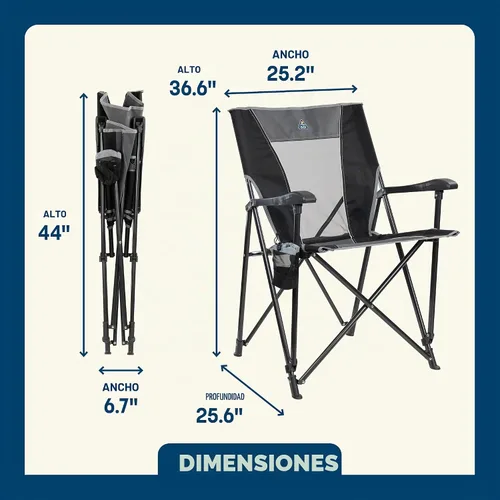 Vista 2 de GCI Outdoor Silla Eazy, silla plegable de camping para adultos Negro