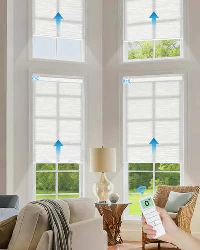 Vista 10 de Tokblind Persianas enrollables motorizadas de filtrado de luz con control remoto, persianas inteligentes para ventanas compatibles con Alexa Google