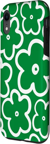 Vista 2 de iPhone XR - Funda grande con diseño de flores silvestres verdes y blancas