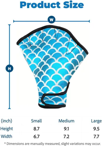 Vista 6 de Guantes acuáticos de natación para mujeres y hombres, guantes de agua con resistencia de malla para natación y aeróbic acuático, diseño de escamas