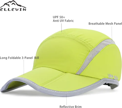 Vista 47 de ELLEWIN Gorra de béisbol unisex UPF 50 sin estructura, con pico grande y plegable