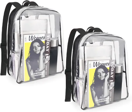 Vista 7 de JOMPARO - Mochila transparente para escuela, 16 pulgadas, color negro Negro-1p