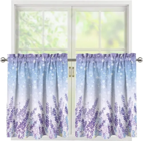Vista 77 de God Bssing You Tier Curtains for July 4Th 2026 27.5x24 2 Panels Light Filtering Half Window Rod Pocket for Kitchen/Bathroom