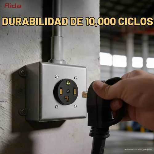 Vista 5 de AIDA Receptáculo para secadora de 30 amperios, 3 polos, 4 cables, 125/250 voltios, 14-30R, montaje empotrado, resistente, listado UL, paquete de 1