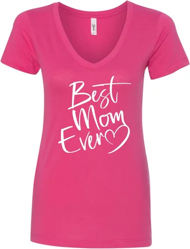 Vista 29 de Go All Out Script Best Mom Ever Heart Idea - Camiseta con cuello en V para mujer