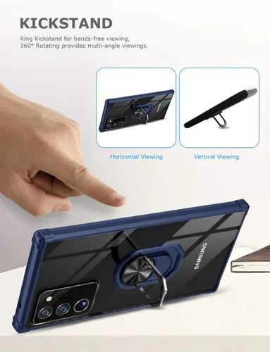 Vista 3 de Funda con función atril para Samsung Galaxy Note 20 Ultra, funda transparente de protección contra caídas para Galaxy Note 20 Ultra, carcasa delgada