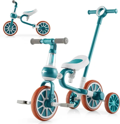 Vista 11 de BABY JOY Triciclo 4 en 1 para niños de 2 a 4 años, triciclo de equilibrio para niños con asiento ajustable y mango de empuje, pedales extraíbles