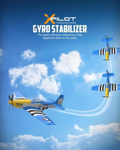 Vista 4 de VOLANTEXRC RC Avión P51D Mustang de 4 canales, avión de control remoto de combate RTF con giroscopio de 6 ejes, 3 modos, fácil de volar, avión