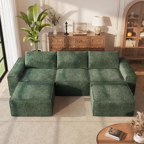 Vista 15 de Vesgantti Sofá Seccional Modular de 114" Sin Estructura, Moderno Sofá de 3 Plazas con Otomana y Asiento Profundo, Sofás de Nube Convertibles