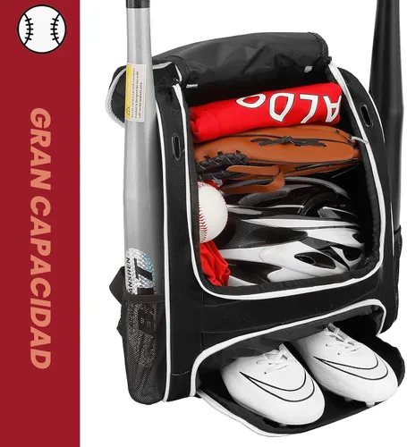 Vista 7 de Hsmihair Bolsa de béisbol - Mochila de béisbol para béisbol, compartimento principal grande, softball y equipo para jóvenes y adultos