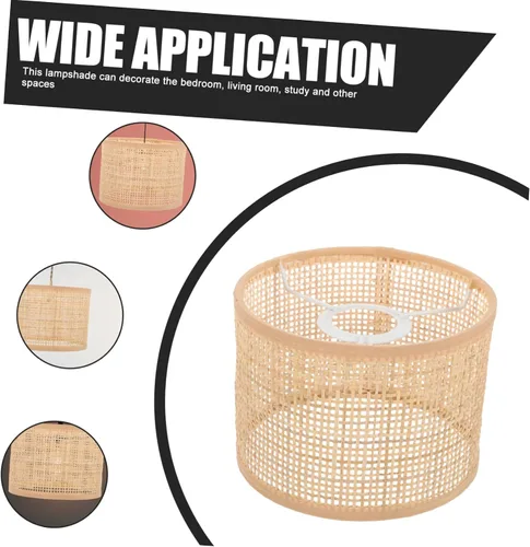 Vista 4 de Uonlytech Pantalla de lámpara de araña, pantalla de ratán E27, lámpara de casa de campo, accesorios de luz para lámpara de mesa, lámpara de pie