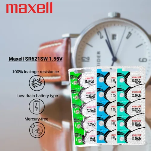 Vista 2 de Genuina/Original Maxell Button Cell 364/SR621SW AG1 / Batería de celda