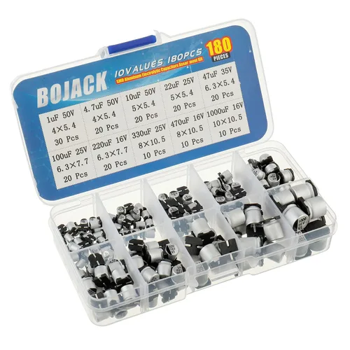 Vista 2 de BOJACK 10 valores 180 piezas 1uF ~ 1000uF SMD aluminio condensadores electrolíticos surtido kit