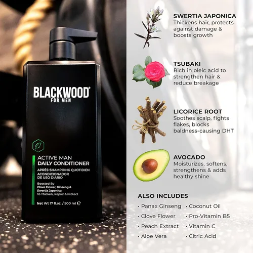 Vista 4 de BLACKWOOD FOR MEN Active Man - Acondicionador diario (17 onzas) y gel de baño de humedad pura (17 onzas), fórmula vegana natural, sin sulfato, sin