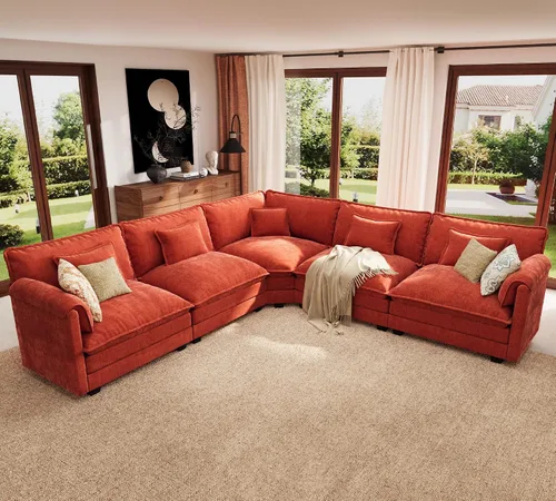 Vista 48 de ELUCHANG Sofá Seccional Modular en Forma de L de 113 pulgadas, cómodo sofá nube de 4 asientos con otomana móvil, sofá de asiento profundo para sala