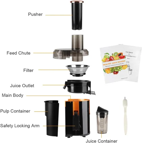 Vista 8 de [Usado] Exprimidor extractor picberm Exprimidor de boca ancha, exprimidor centrífugo de 3 velocidades para frutas y verduras, potente exprimidor